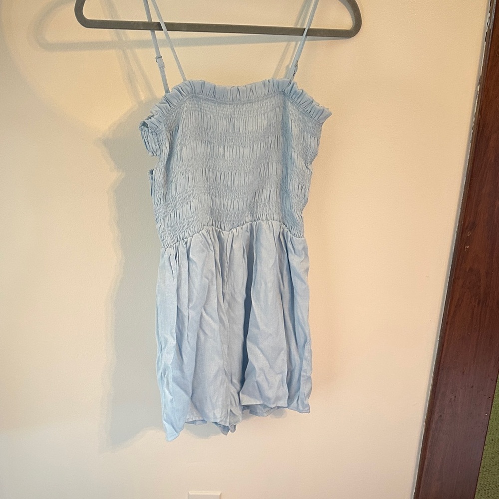 Willow Sky Blue Smocked romper